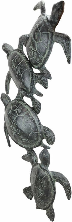 Large Family of Sea Turtles Wall Sculpture Hanging Plaque 25" High Decor-4