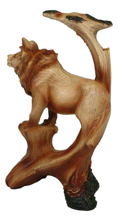 Safari Apex Predator Big Cat Lion King Faux Wood Cutout Carving Resin Figurine-7