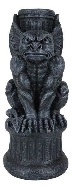 Gothic Crouching Winged Gargoyle Statue With Solar LED Lantern Light Post 20"H-9