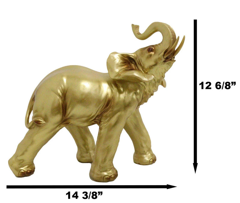 Estatua de elefante dorado Feng Shui de gran Buda tailandés auspicioso con la trompa hacia arriba-9