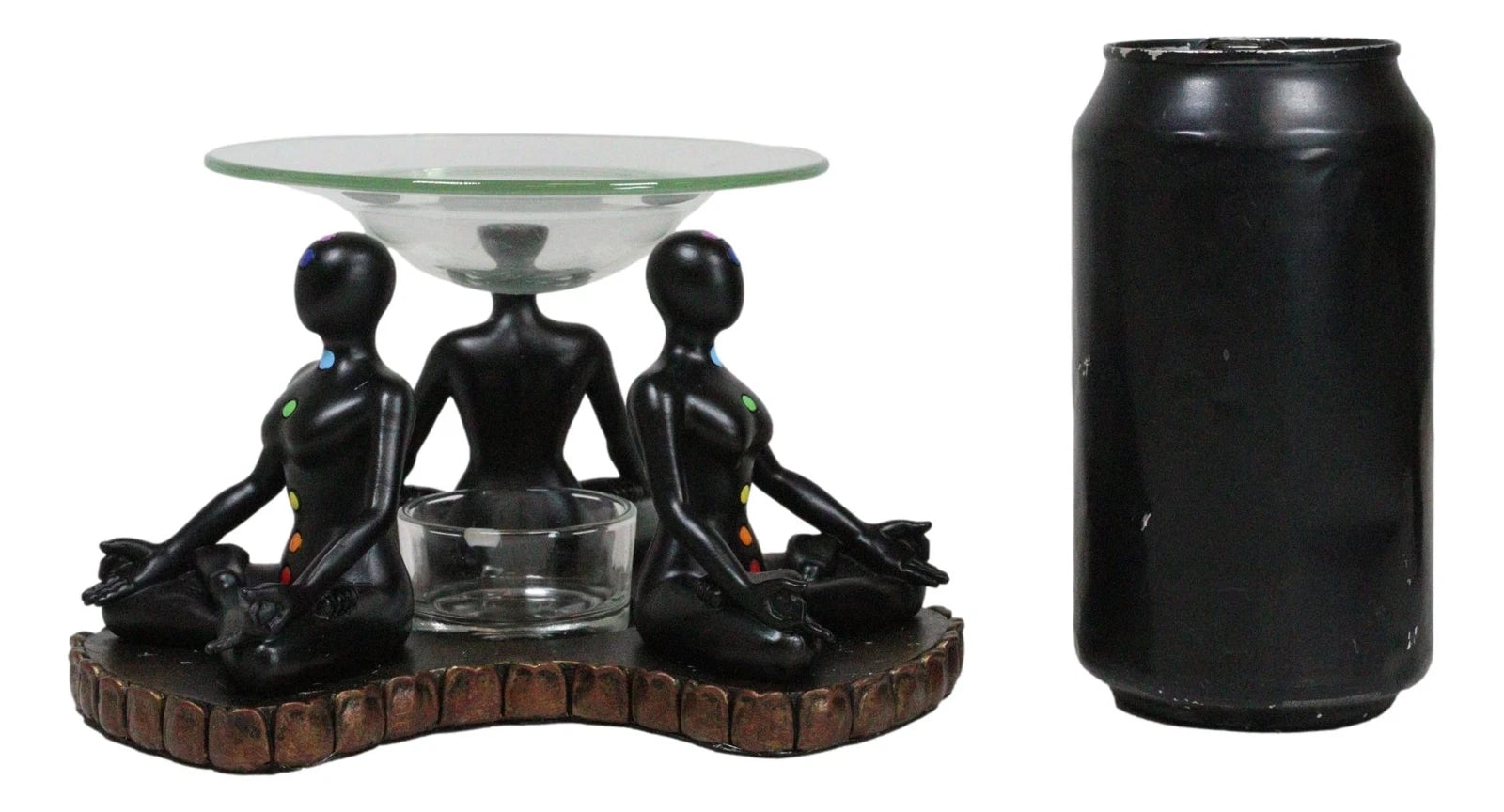 Chakra Zones Black Yoga Avatars Meditating On Lotus Candle Heat Oil Burner Decor-7