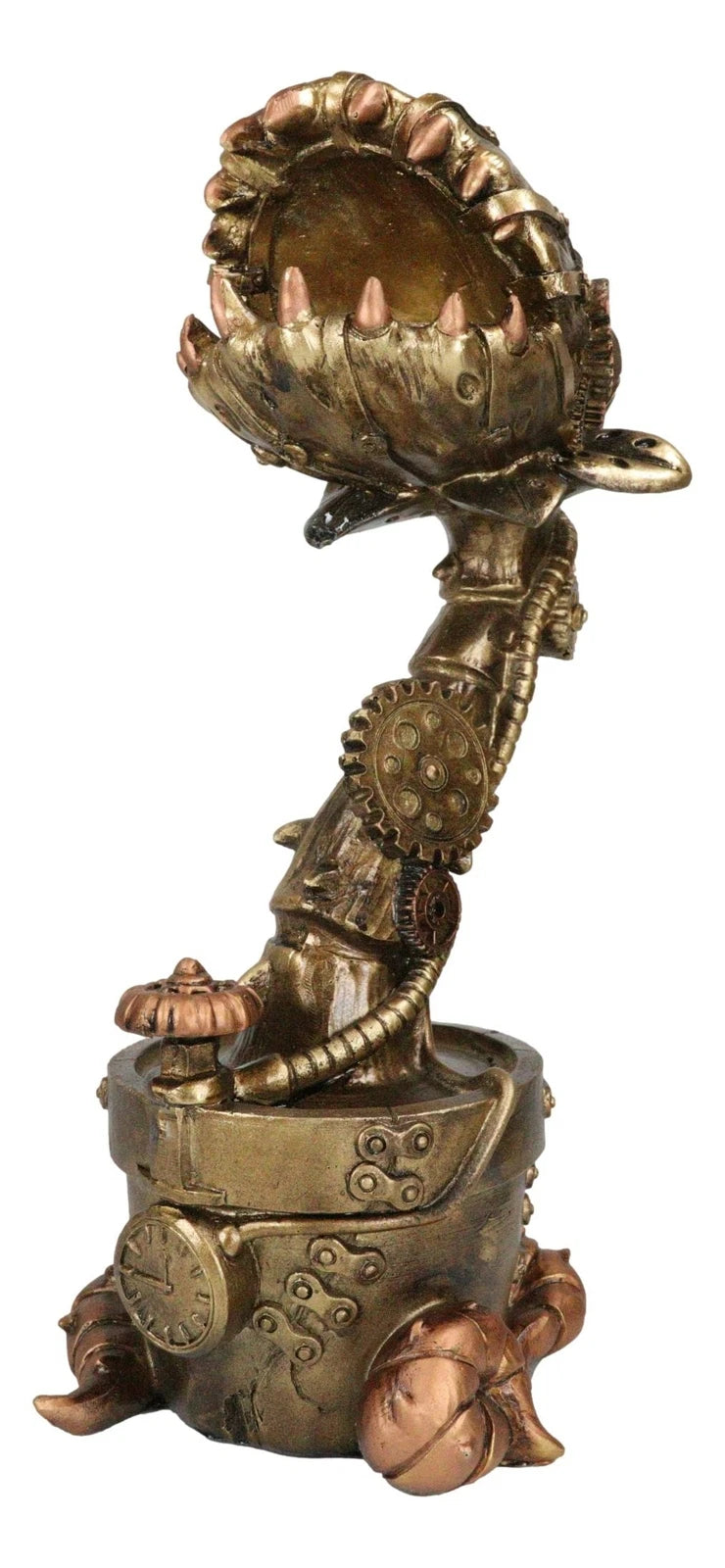 Geared Clockwork Vintage Steampunk Cyborg Venus Flytrap Plant In Pot Figurine-9