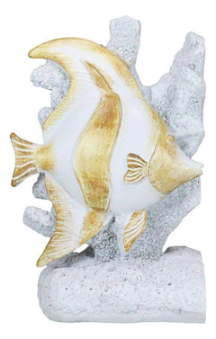 Nautical Sea Coastal Marine Angelfish Fishes Swimming By Corals Bookends Pair-11