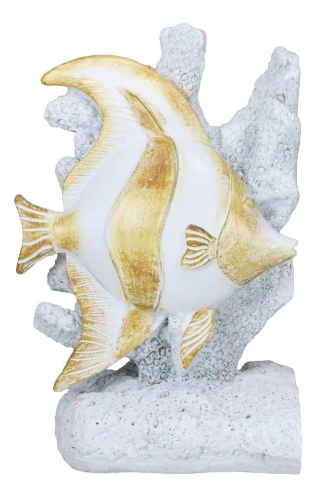 Nautical Sea Coastal Marine Angelfish Fishes Swimming By Corals Bookends Pair-11