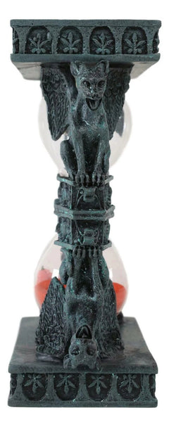 Gothic Winged Stoic Gargoyle Pillars Rooftop Invertible SandTimer Figurine-6