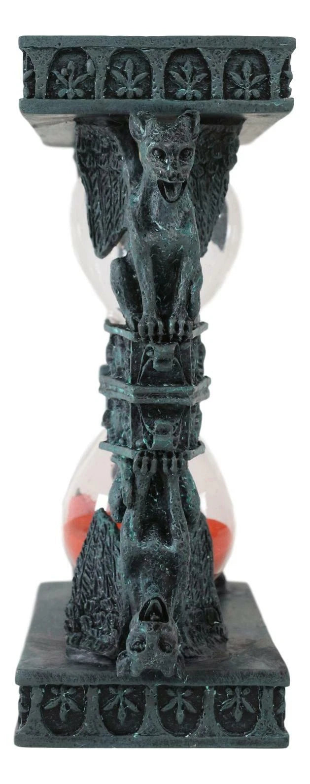 Gothic Winged Stoic Gargoyle Pillars Rooftop Invertible SandTimer Figurine-6
