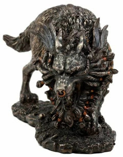 Viking Norse Mythology Fenrir Statue 8.25"L Vánagandr Giant Wolf Figurine-7
