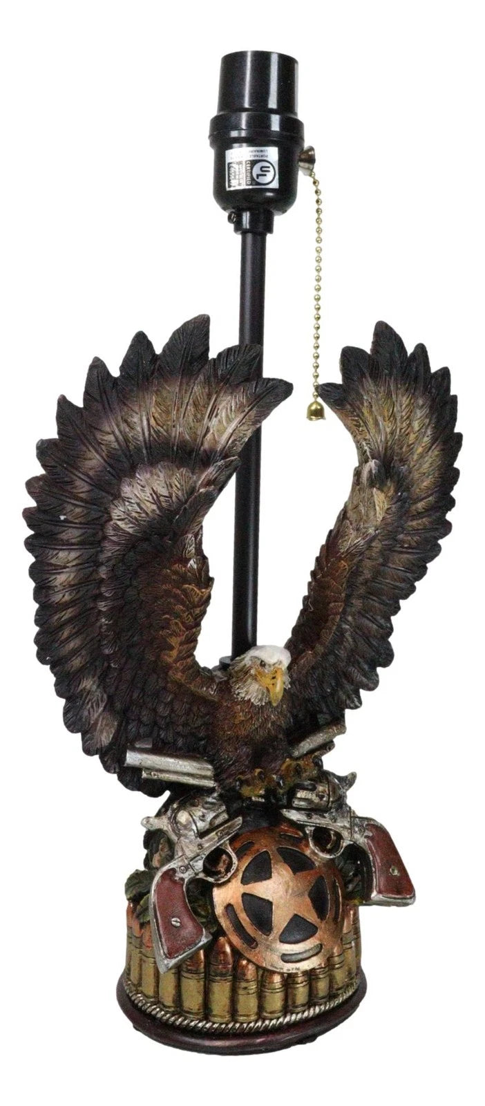 Western Bald Eagle Perching On Crossed Pistols Lone Star Bullets Table Lamp-8