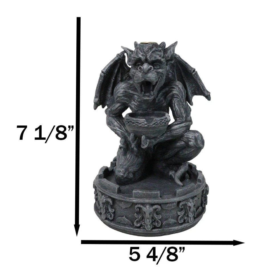 Gothic Servant Chimera Gargoyle Ceremonial Bowl Backflow Incense Burner Figurine-7