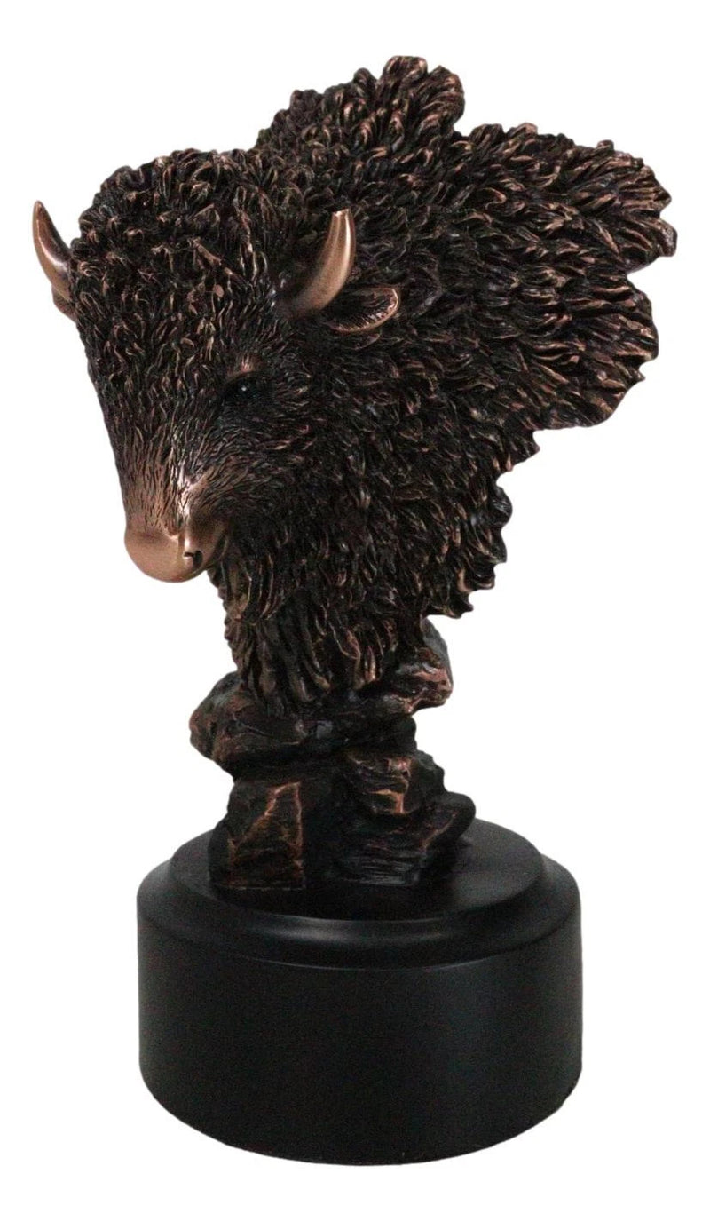 Estatua rústica de bisonte americano del suroeste con acabado en bronce galvanizado-10
