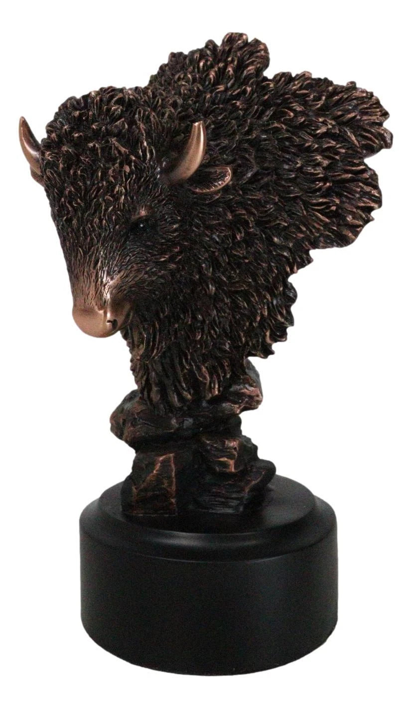 Estatua rústica de bisonte americano del suroeste con acabado en bronce galvanizado-10