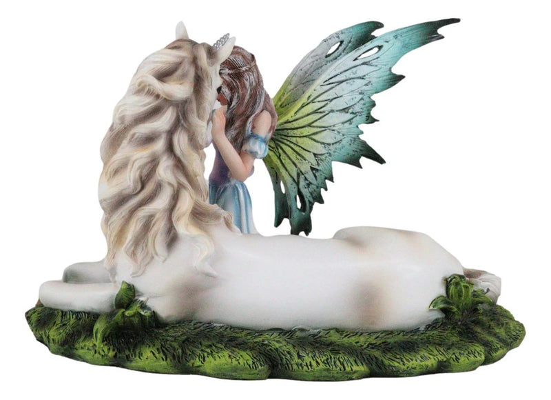 Beautiful Fae Goddess Fairy Princess With Rare Unicorn Friend Statue Magic Decor-8