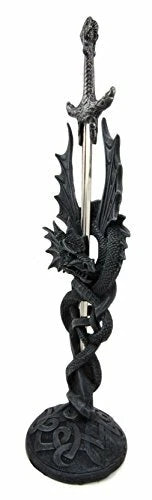 Celtic Beowulf Slitherin Dragon Holding Excalibur Sword Letter Opener Figurine-6