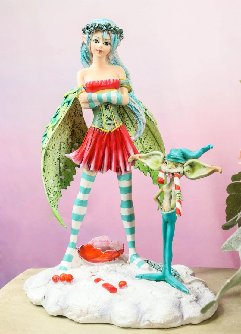 Amy Brown Christmas Fairy And Candy Cane Gremlin Naughty List Collectible Statue-1