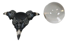 Wicca Psychic Raven Skulls Sacred Geometry Crystal Glass Gazing Ball Figurine-8