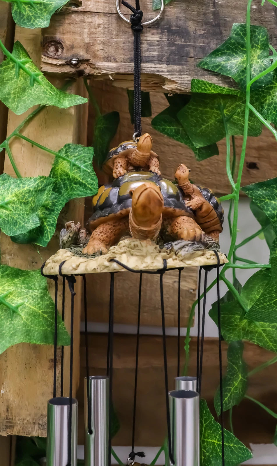 Reptile Brown Giant Tortoise Mother Piggybacking Hatchling Wind Chime-10