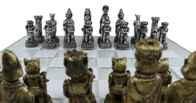 Royal Pet Cats Versus Dogs Chess Animal Character Pieces With Glass Board Set-10