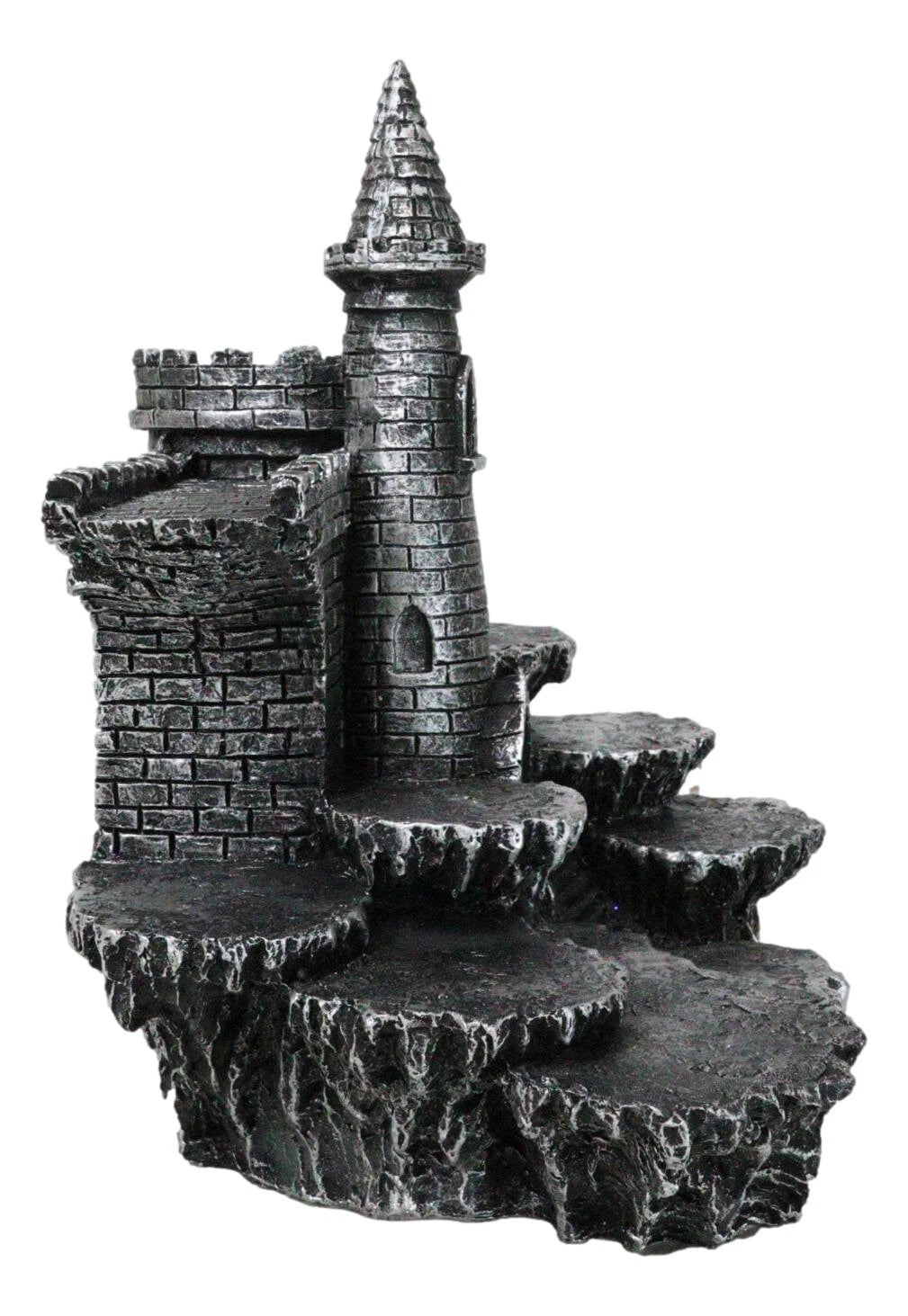 Expositor de castillo medieval de Stonewall con figura LED en las estepas rocosas-9