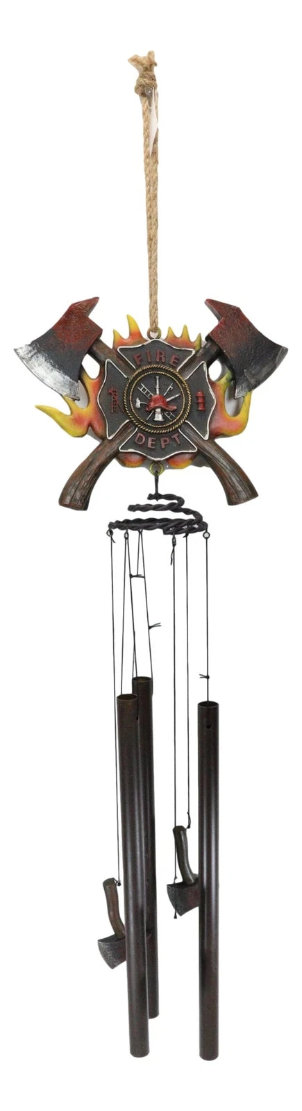 Maltese Cross Crest With Crossed Fire Fighter Axe Fireman Wind Chime Decor-8
