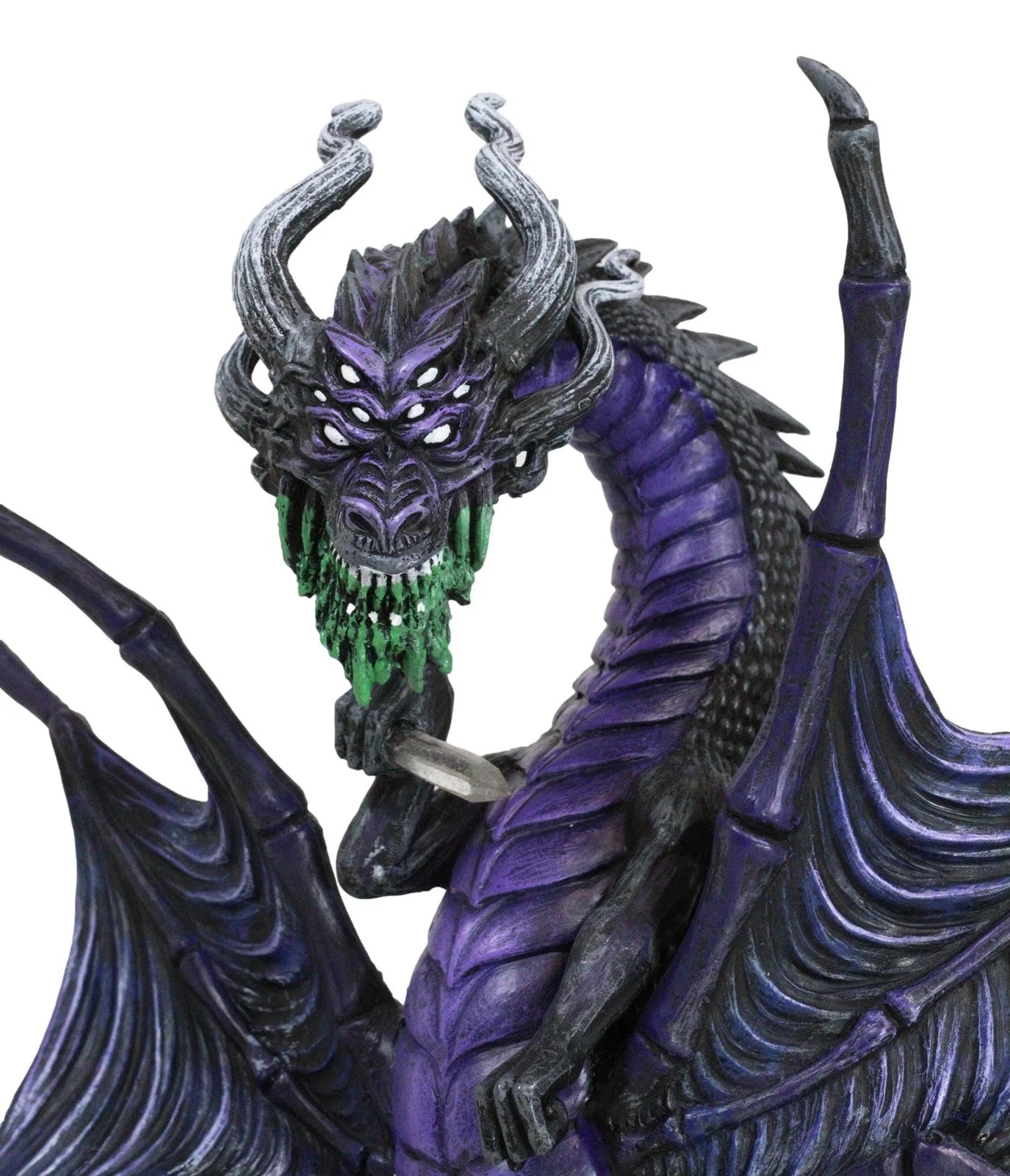 Earth Elemental Purple Moonlight Spider Arachnafaria Dragon On Crystals Statue-7