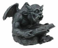 Notre Dame Horned Gargoyle With Spell Book Statue Demonic Bibliography Watchman-9