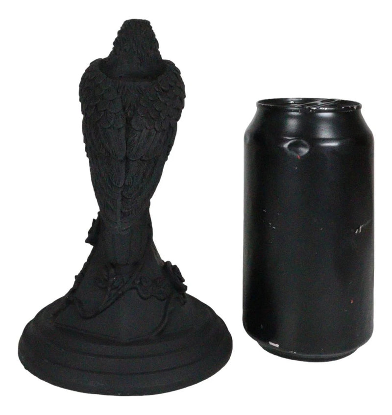 Gothic Poe Raven Crow Black Rose Skull Tombstone Tea Light Votive Candle Holder-9
