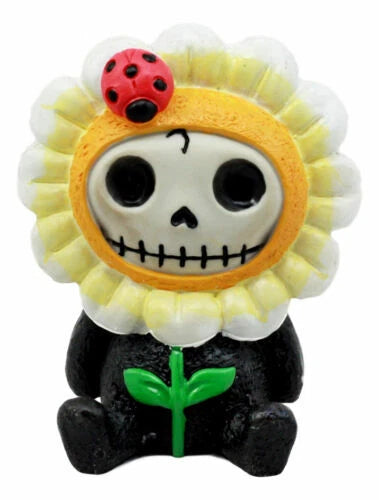 Eco Green Sunflower Daisy Furrybones Figurine 3" H Hooded Costume Skeleton