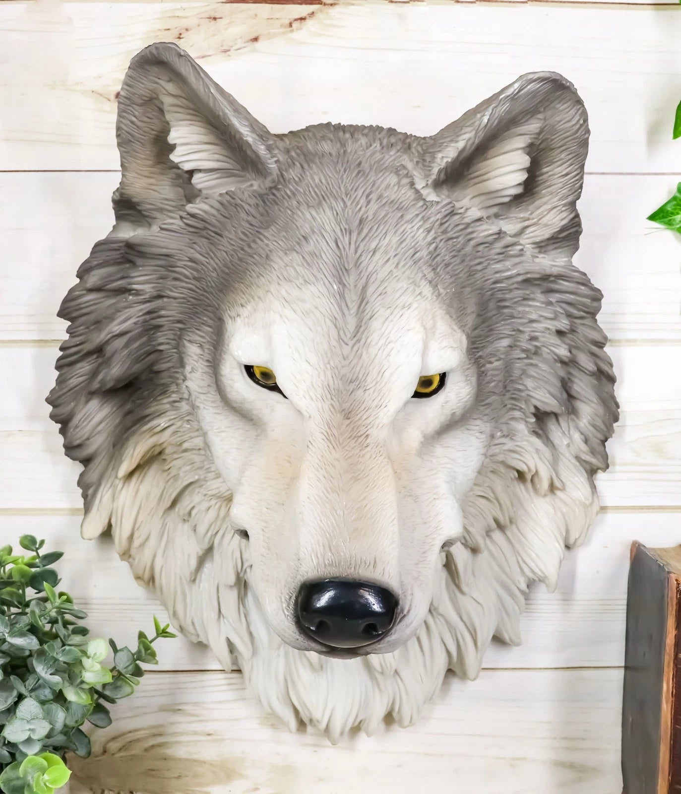 Large Fenrir Alpha Gray Wolf Head Wall Decor Plaque 14"Tall Art Decor-9