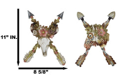 Set of 2 Western Floral Blooms Cow Skull & Horse With Crossed Arrows Wall Decor-10
