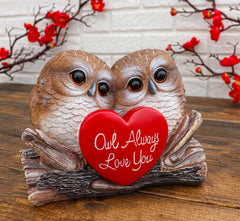Romantic Owl Couple Statue Owl Always Love You Owl Lovebirds Holding Heart Sign-9