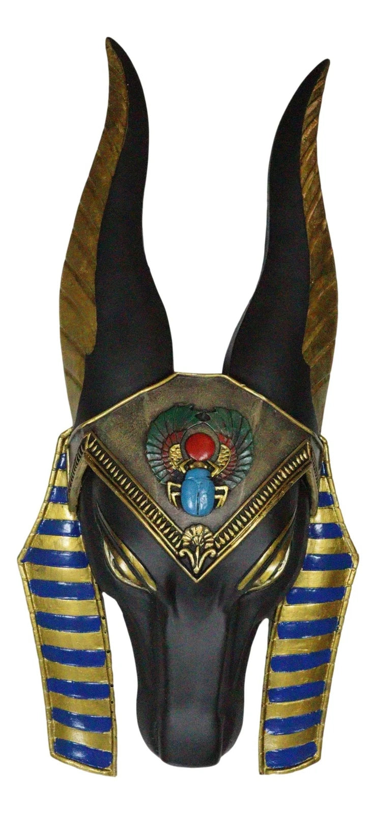 Egyptian God Of Afterlife Anubis Head Winged Scarab Bust Wall Plaque Decor 10"H-6