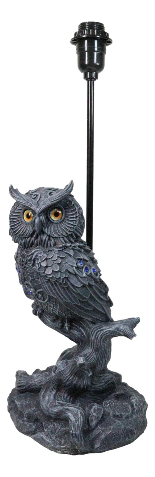 Wisdom of The Woods Mystical Bejeweled Owl Perching On Tree Branch Table Lamp-8