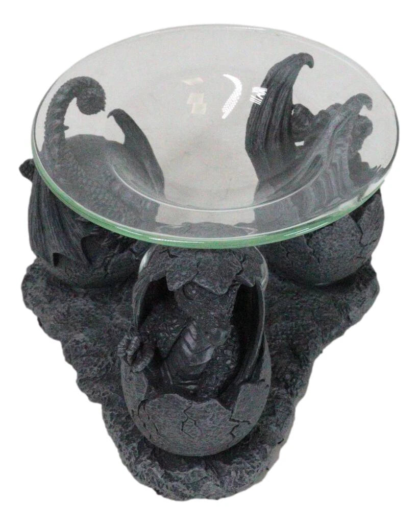 Fantasy Trio Gargoyle Dragons in Eggs Hatchling Candle Oil Burner Figurine-9