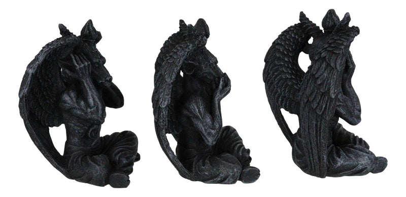 Goat of Mendes See Hear Speak No Evil Devil Baphomet Gargoyle Set of 3 Figurines-7