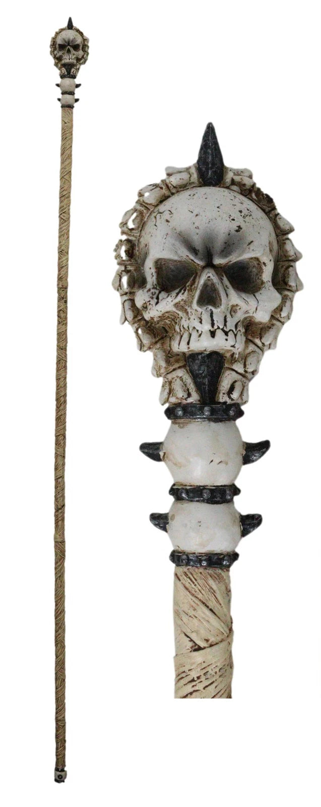 Gothic Vertebrae Bone Skull Decorative 67"L Prop Cosplay Staff Swagger Cane-9