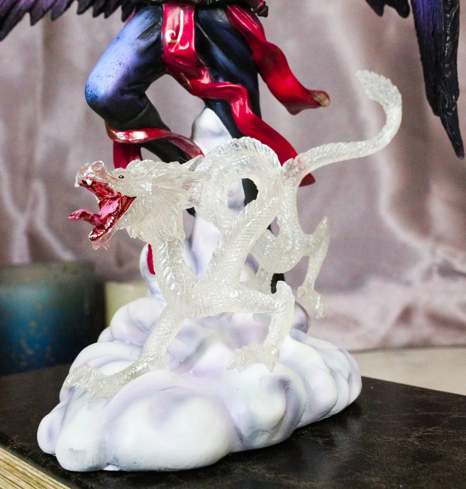 Air Elemental Magic Wizard Sorcerer Bending The Clouds W/ Acrylic Dragon Statue-8