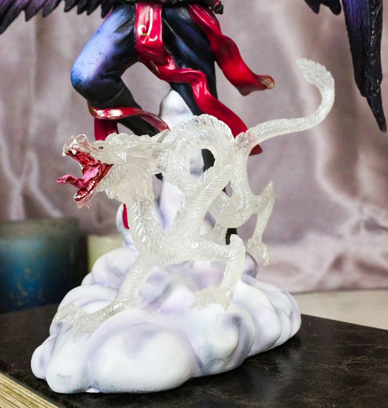 Air Elemental Magic Wizard Sorcerer Bending The Clouds W/ Acrylic Dragon Statue-8