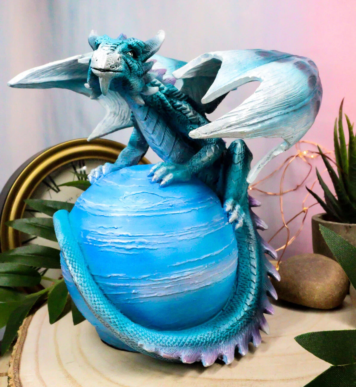 Celestial Galaxy Planet Mercury Terrestrial Blue Guardian Dragon Figurine-1