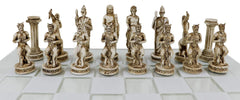 Olympus At War Greek Olympian Deities Resin Chess Pieces W/Glass Board Set-12