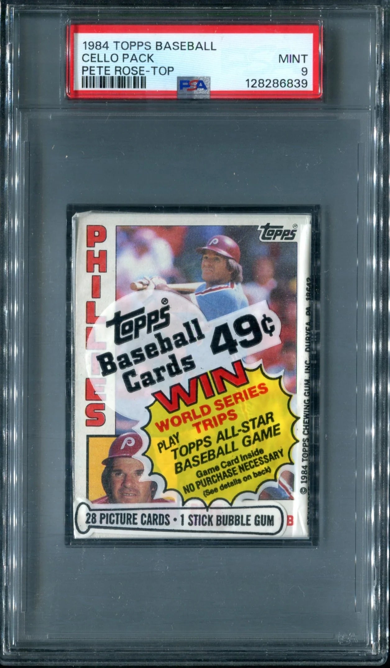 1984 Topps Baseball Unopened Cello Pack PSA 9 Rose Top *6839-1