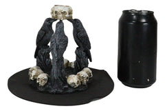 Gothic Wicca Quoth Trio Ravens Nevermore With Skulls Backflow Incense Burner-9