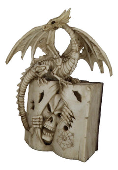 Skeleton Bone Dragon On Spell Book Of The Dead Skull Mummy LED Light Figurine-11