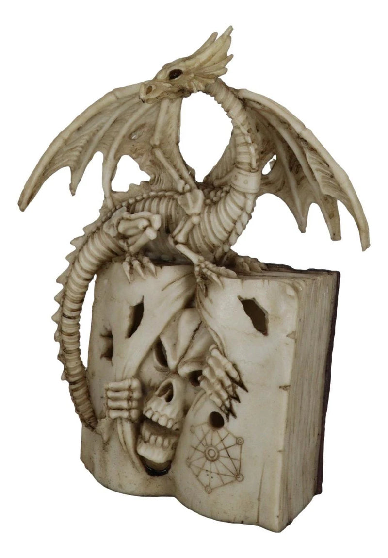 Skeleton Bone Dragon On Spell Book Of The Dead Skull Mummy LED Light Figurine-11