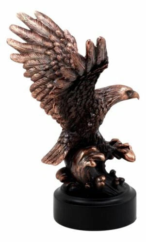 Wings of Glory Bald Eagle With American Flag Bronze Electroplated Figurine-5
