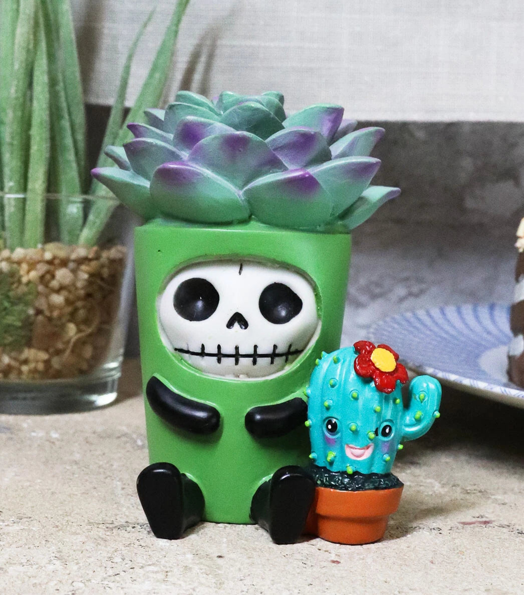 Furry Bones Echy The Succulent Plant Pot With Cactus Skeleton Figurine