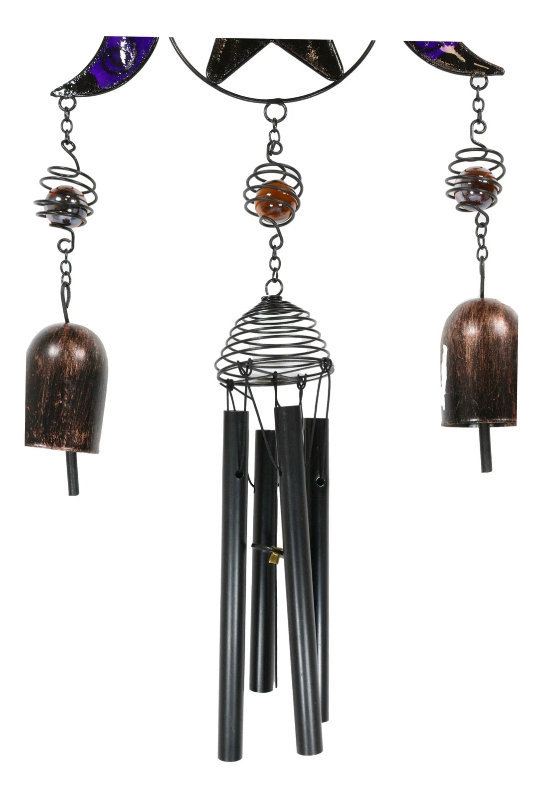 Stained Glass Triple Moons Pentagram Sacred Geometry Metal Wind Chime Suncatcher-9