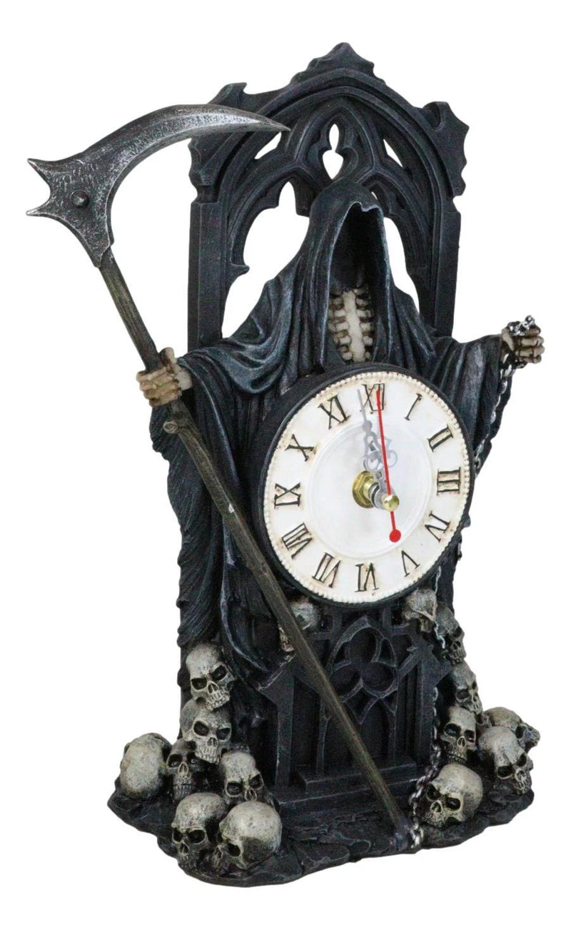 Black Death Grim Reaper With Scythe Time Waits For No Man Table Clock Figurine-8