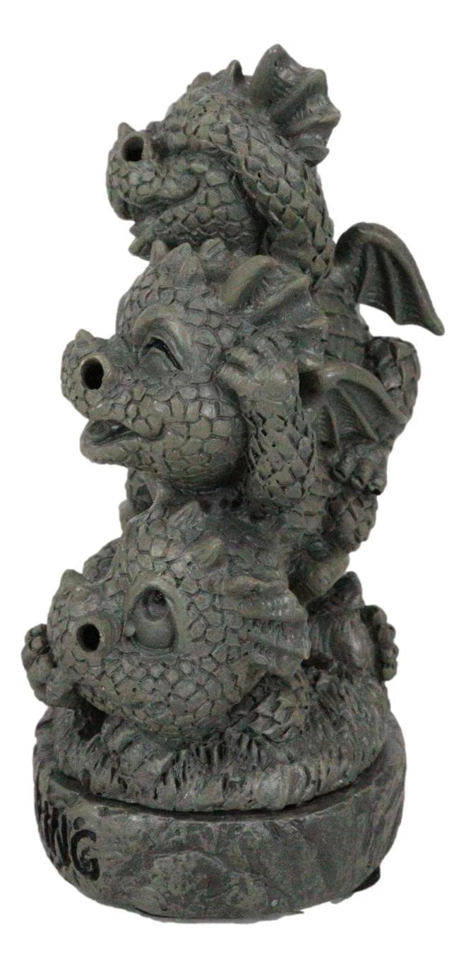 No Smoking See Hear Speak No Evil Whimsical Dragons Backflow Incense Burner-7