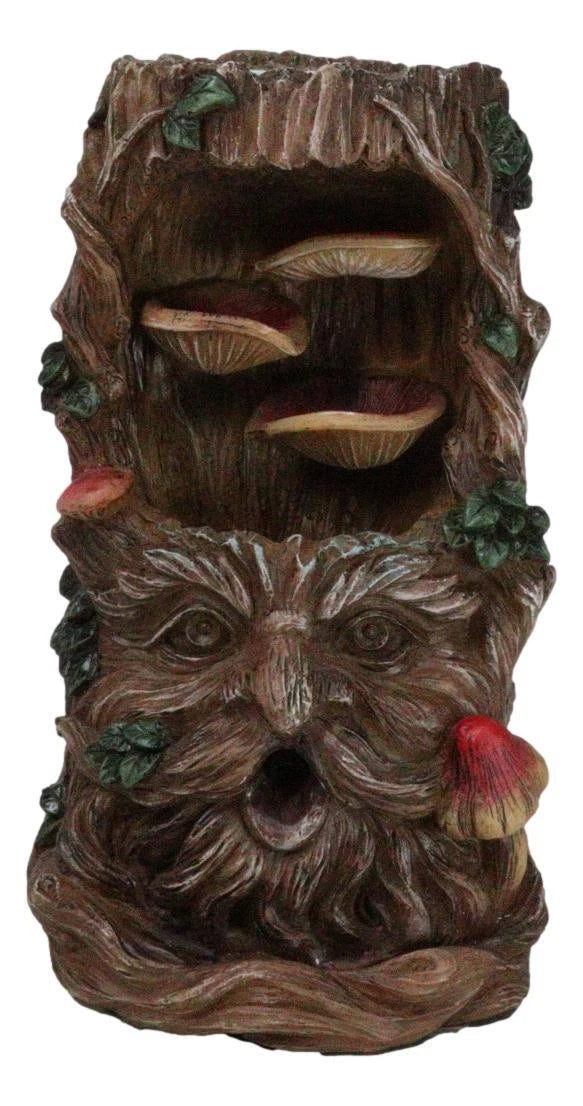 Forest Celtic Greenman Tree Ent With Fungi Pillar Backflow Incense Cone Burner-8