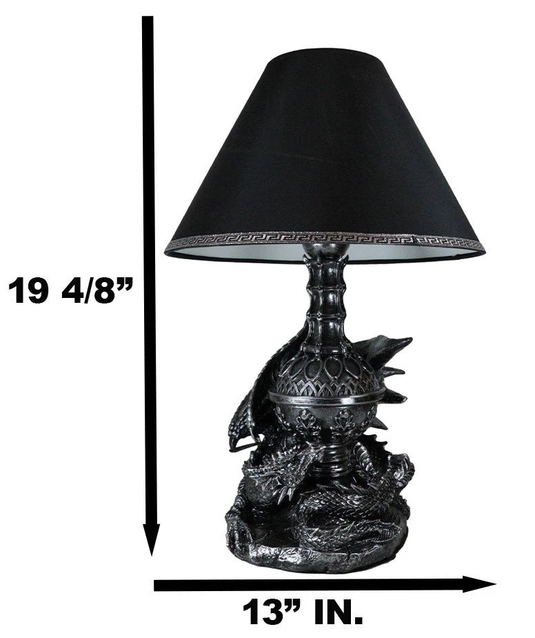 Climbing Gothic Dragon Desktop Table Lamp Statue Decor With Shade 19"H-11